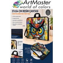 ArtMaster Resim Çantası Desenli Kumaş 37X54 cm 1 Adet ART08 Teknik Resim Dosya Çantası 35X50 cm Askılı Proje Çantası Fermuarlı