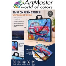ArtMaster Resim Çantası Desenli Kumaş 37X54 cm 1 Adet ART07 Teknik Resim Dosya Çantası 35X50 cm Askılı Proje Çantası Fermuarlı
