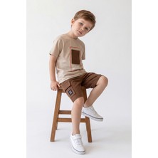 Joy Kids Erkek Çocuk %100 Pamuk Cep Detaylı Günlük Takım (3-6yaş) (Kahve-Bej)