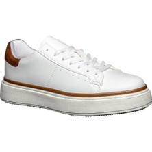 Garajmen Beyaz Kahverengi Detay Ortopedik Sneaker Erkek Ayakkabı