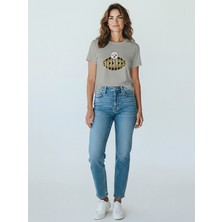 Caprix Baskılı, Günlük & Spor Şık Tasarım Gri T-Shirt