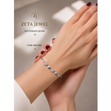 Zeta Jewel 925 Ayar Gümüş Zirkon Taşlı Kalp Bileklik Hediye Kutulu