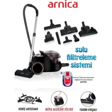 Arnica Turbo Başlık + Ekstra Mini Turbo Fırça Bora 2400W Yüksek Çekim Gücü Su Filtreli Özel Su Hazneli Sistemi ile Tozu Suya Hapseder Hepa 13 Filtreli Sulu Süpürge