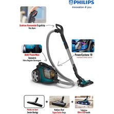Philips Marathon Yüksek Emiş Güçlü Otomatik Açılma/kapanma Özellikli Powercyclone 10 Triactive+ LED Başlıklı Premium Toz Torbasız Süpürge, Turbo Başlıklı