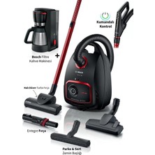 Kumandalı Kontrol Turbo Halı Döver Başlıklı Serie 6 Propower 850 W Toz Torbalı Süpürge + Bosch Filtre Kahve Makinesi