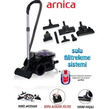 Arnica Bora 2400W Halı Döver Turbo Başlıklı Anti Alerjik Yüksek Performanslı ve Hepa Filtreli Hijyenik Temizlik Sağlayan Torbasız Süpürge
