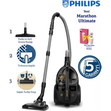 Philips Marathon Elektrikli Süpürge | Toz Torbasız Teknoloji | Güçlü Emiş, Hijyenik Hepa Filtre ve Uzun Ömürlü Performans