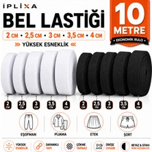 İplixa Iplixa Bel Lastiği 10 Metre Eşofman Pijama Şort Etek Için Elastik Lastik Beyaz Siyah