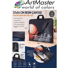 ArtMaster Resim Çantası Desenli Kumaş 37X54 cm 1 Adet ART13 Teknik Resim Dosya Çantası 35X50 cm Askılı Proje Çantası Fermuarlı