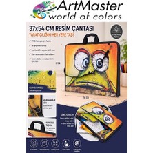 ArtMaster Resim Çantası Desenli Kumaş 37X54 cm 1 Adet ART15 Teknik Resim Dosya Çantası 35X50 cm Askılı Proje Çantası Fermuarlı