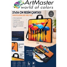 ArtMaster Resim Çantası Desenli Kumaş 37X54 cm 1 Adet ART14 Teknik Resim Dosya Çantası 35X50 cm Askılı Proje Çantası Fermuarlı