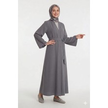 Zermiva Kuşaklı Sade Tasarım Abaya