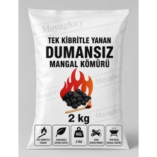MAYAGLORY Yeni Nesil Büyük Boy Mangal Kömürü Tek Kibritle Yanan Tezyanan Çıra Gerektirmeyen Isı Koku Yok 2 kg