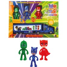 Boratila Toys Pijamaskeli Temalı Kahramanlar Tır Seti - 3 Figürlü Oyuncak Kamyon - Eğitici Oyuncaklar