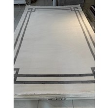 Luxess Halı Beymensss Halı 00284A Krem Antrasit Yün Akrilik Üst Kalite Çerçeveli Avangard Modern Salon Halısı