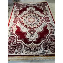 Semerkant Halı C856A Bordo Kırmızı Ipeksi Geleneksel Renkli Göbekli Klasik Desen Salon Halısı Modern