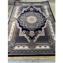Semerkant Halı B810C Lacivert Mavi Ipeksi Geleneksel Renkli Göbekli Klasik Desen Salon Halısı Modern