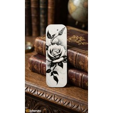 Bitenzo 3D Gül Temalı Kabartma Dokulu Estetik Kitap Ayracı - Modern Siyah Beyaz Kitap Aksesuarı