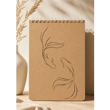 Z&R Craft Minimal Balık Desenli 50 Sayfa Çizgisiz Craft Defteri A5 Boyutunda Çizgisiz Kraft Defteri Boyama