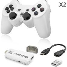 MiraLive Retro Oyun Stick HDMI Çift Gamepad Seti 64 GB Kart Destekli 2.4g Kablosuz - Beyaz ND766
