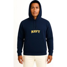 Bahriyeli Collection Kapüşonlu Navy Göğüs Baskılı Unisex Sweatshirt