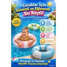 Denapcal Renkli Şeritli Şişme Deniz Simidi – Çocuk Havuz Simidi Yüzme Simidi Plaj ve Yazlık Şişme Su Oyuncağı Tekli