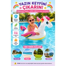Denapcal Büyük Unicorn Şişme Su Oyuncağı – Çocuk Havuz ve Deniz Binicisi Tutmaçlı Şişme Yatak Unicorn Deniz Simidi