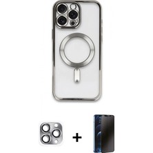 Marsilyan™- iPhone 16 Pro Max Kılıf Nova Işık Özel Seri - Siyah 3D Antistatik Hayalet Cam Ekran Koruyucu + Pers Alüminyum Kamera Lens - Gı