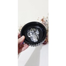 PINAXAR Kuru Kafa Temalı Gümüş Renk Küllük - Epoksi Dekoratif Gotik KÜLLÜK12CM