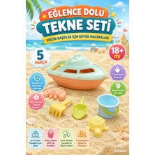 Denapcal Oyuncak Gemi Kum Seti Kovalı Kürekli Tırmıklı Deniz ve Plaj Oyuncak Seti 18 Ay+