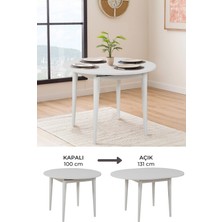 Maq Home Moon Ahşap Ayaklı Açılır Yuvarlak Mutfak ve Yemek Masası