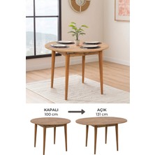 Maq Home Moon Ahşap Ayaklı Açılır Yuvarlak Mutfak ve Yemek Masası