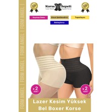 Carlburn #korse Vücut Toparlayıcı Şekillendirici Kaymaz Doku Lazer Kesim Yüksek Bel Boxer Korse 4'lü Set