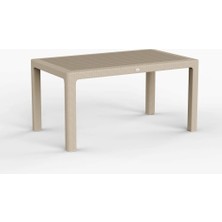 Asil Konsept 90 x 150 Bambu Plastik Dikdörtgen Rattan Camsız Bahçe Balkon Teras Masası