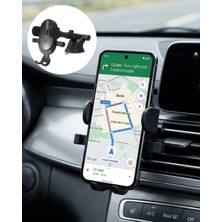 Araç Havalandırma Telefon Tutucu 360 Derece Döner Otomatik Kilitli Stand TKNPX-4342