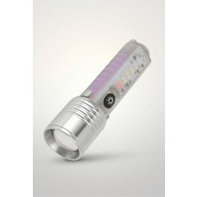 Gucso USB Şarjlı El Feneri 2000 Lümen Zoomlu Mıknatıslı Uv Işıklı Type-C Şarjlı Güçlü LED Fener
