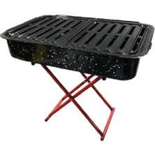 Mobilreyon Portatif Katlanabilir Ortaboy Ayaklı Emaye MANGAL-53X35X10-CM, Yükseklik 45CM, Kutulu
