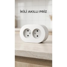 Beyaz Renk Çift Girişli Sıva Üstü Topraklı Duvar Prizi TKNPX-4342