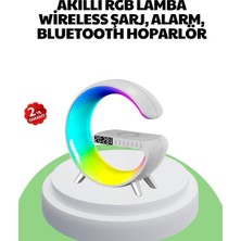 Bluetooth Hoparlörlü Rgb Atmosfer Lambası Kablosuz Şarj ve Saat Özellikli - HS1881-9181