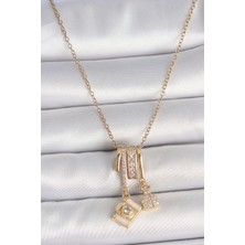 316L Çelik Gold Renk Zirkon Taşlı Sallantı Fotoğraf Makinası Figür Charm Kad? - HS4435-9354