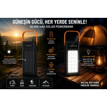 Zoli 50.000 Mah Solar Powerbank LED Fenerli Taşınabilir 22,5W Hızlı Şarj Cihazı,dahili Kablo