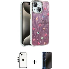 Marsilyan™- iPhone 14 Kılıf Zirve Modern Prime - Siyah 3D Antistatik Hayalet Cam Ekran Koruyucu + Shine Kamera Lens - Gs