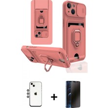 Marsilyan™- iPhone 14 Kılıf Vadi Form Prime - Siyah 3D Antistatik Hayalet Cam Ekran Koruyucu + Shine Kamera Lens - Gs