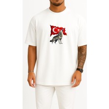 Bahriyeli Collection Oversize Türkün Nefesi Göğüs ve Sırt Baskılı Unisex T-Shirt