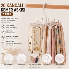Eşya Dünyası 2 Adet 360 Derece Döner Başlıklı 20 Kancalı Kemer Askısı Fular Takı ve Kravat Düzenleyici Askı