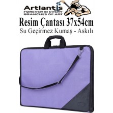 Artlantis Resim Çantası Kumaş 37X54 cm 1 Adet Teknik Resim Dosya Çantası 35X50 cm Askılı Bez Proje Çantası Fermuarlı Okul Sınıf
