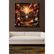 Şehzat Kare Tekli Kanvas Duvar Tablosu Yatak Odası Ofis Müzik Sanat Heavy Metal Rock Gitar Bateri