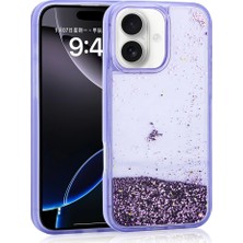 Apple iPhone 16 Kılıf Sıvılı Simli Şeffaf Arka Yüzey Zore Keto Silikon Kapak