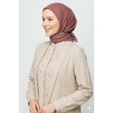 Ang-Scarf 100 x 100 Soğan Kabuğu Renk Piliseli Bambu Eşarp -Ağırlık Yapmaz - Ütü İstemez - Dört Mevsim Kullanıma Uygun - Kayma Yapmaz