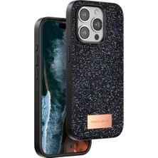 Zenvia Mey Ithalat®   iPhone 15 Pro Max Bright Simli Kapak - Siyah